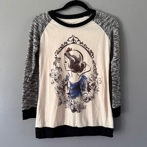 Disney Boutique Snow White Tattoo Print Baseball Tee |‎ Cream + Black
